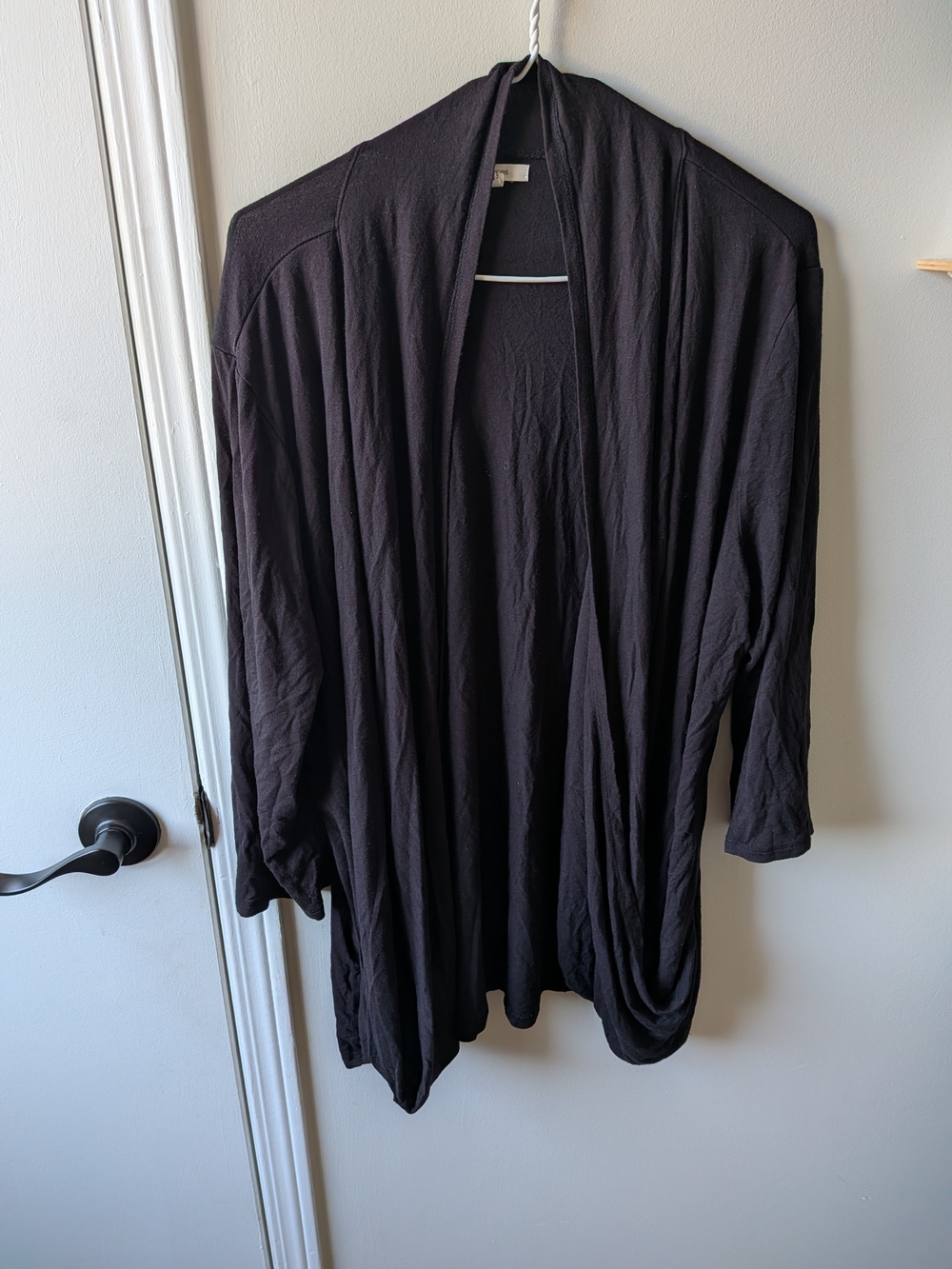 Maurices Black Open-Front Draped Cardigan
